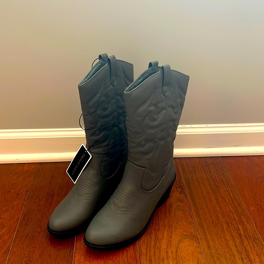 Grey Charles Albert, cowboy boots, size 9, never worn, tags still on
